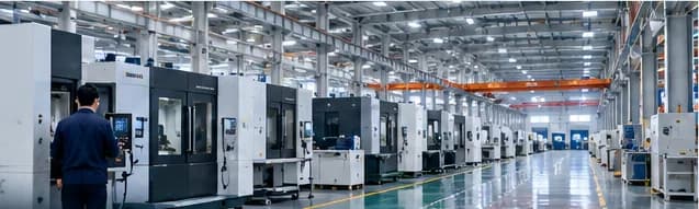 Illustrative image of a production line of machine tools