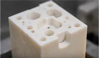 Illustrative close-up of a machined ceramic block